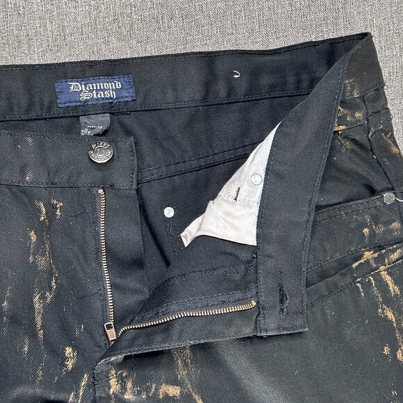 Diamond Stash Denim Jeans Men's 38 Brandon SLIM FIT Black Gold Streaks Casual - Picture 6 of 13